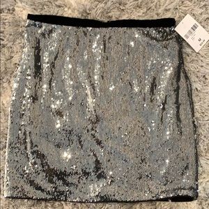 Silver Sequin Mini Skirt